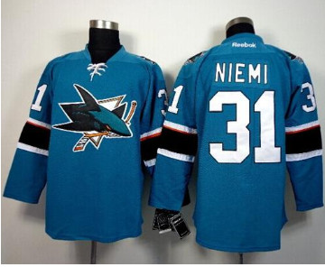 San Jose Sharks #31 Antti Niemi Stitched Blue NHL Jersey