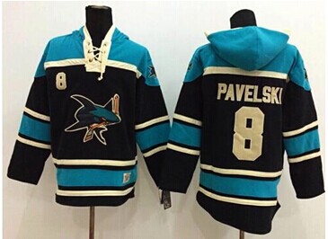 San Jose Sharks #8 Joe Pavelski Black Sawyer Hooded Sweatshirt Stitched NHL Jersey San Jose Sharks #8 Joe Pavelski Black Sawyer Hooded Sweatshirt Stitched NHL Jersey