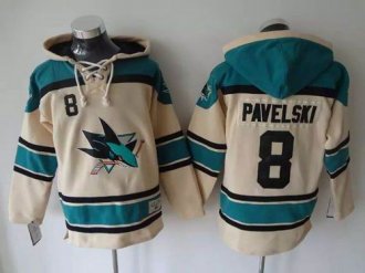 San Jose Sharks #8 Joe Pavelski Cream Sawyer Hooded Sweatshirt Stitched NHL jersey San Jose Sharks #8 Joe Pavelski Cream Sawyer Hooded Sweatshirt Stitched NHL jersey