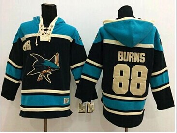 San Jose Sharks #88 Brent Burns Black Sawyer Hooded Sweatshirt Stitched NHL Jersey San Jose Sharks #88 Brent Burns Black Sawyer Hooded Sweatshirt Stitched NHL Jersey