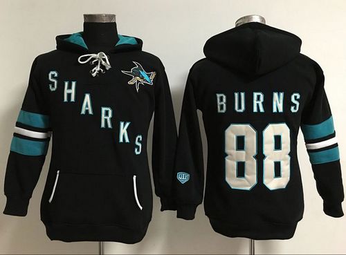 San Jose Sharks #88 Brent Burns Black Women's Old Time Heidi Hoodie NHL Hoodie San Jose Sharks #88 Brent Burns Black Women's Old Time Heidi Hoodie NHL Hoodie