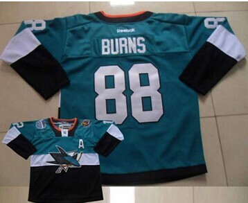 San Jose Sharks #88 Brent Burns Teal Black 2015 Stadium Series Stitched NHL Jersey