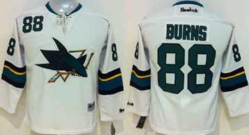 San Jose Sharks #88 Brent Burns White Stitched Youth NHL Jersey