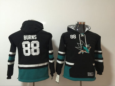 San Jose Sharks 88 Brent Burns Black Youth All Stitched Hooded Sweatshirt San Jose Sharks 88 Brent Burns Black Youth All Stitched Hooded Sweatshirt