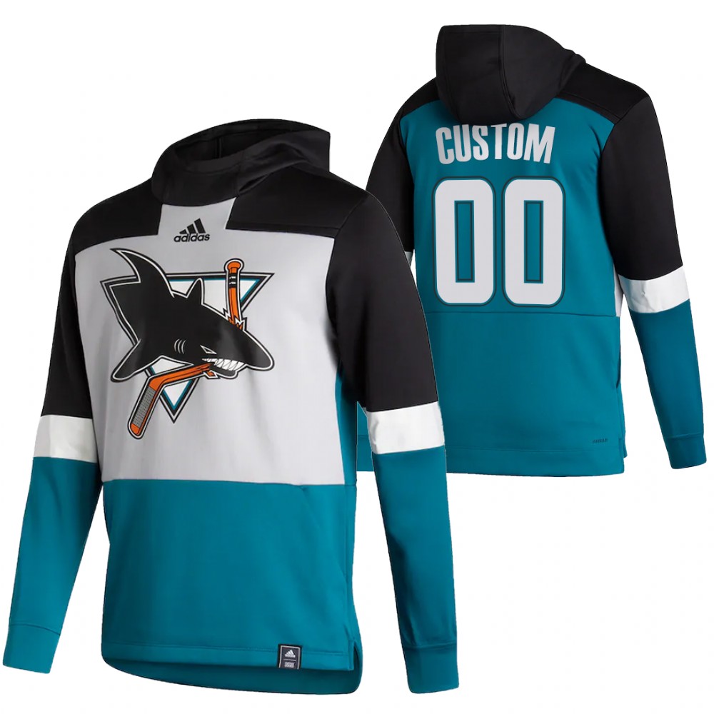 San Jose Sharks Custom Adidas Reverse Retro Pullover Hoodie Gray Teal San Jose Sharks Custom Adidas Reverse Retro Pullover Hoodie Gray Teal