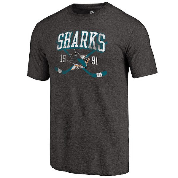 San Jose Sharks Fanatics Branded Black Vintage Collection Line Shift Tri Blend T-Shirt