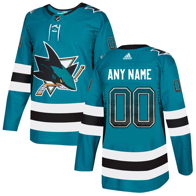 San Jose Sharks Teal Men's Customized Drift Fashion Adidas Jersey San Jose Sharks Teal Men's Customized Drift Fashion Adidas Jersey