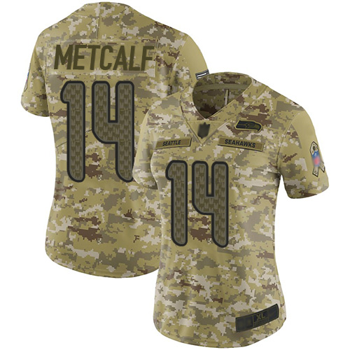 Seahawks #14 D.K. Metcalf Camo Women's Stitched Football Limited 2018 Salute to Service Jersey Seahawks #14 D.K. Metcalf Camo Women's Stitched Football Limited 2018 Salute to Service Jersey