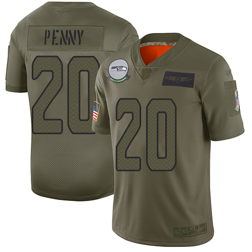 Seahawks #20 Rashaad Penny Camo Men's Stitched Football Limited 2019 Salute To Service Jersey Seahawks #20 Rashaad Penny Camo Men's Stitched Football Limited 2019 Salute To Service Jersey