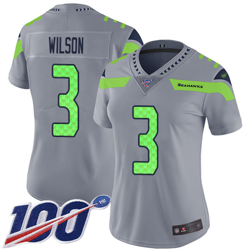 Seahawks #3 Russell Wilson Silver Women's Stitched Football Limited Inverted Legend 100th Season Jersey Seahawks #3 Russell Wilson Silver Women's Stitched Football Limited Inverted Legend 100th Season Jersey