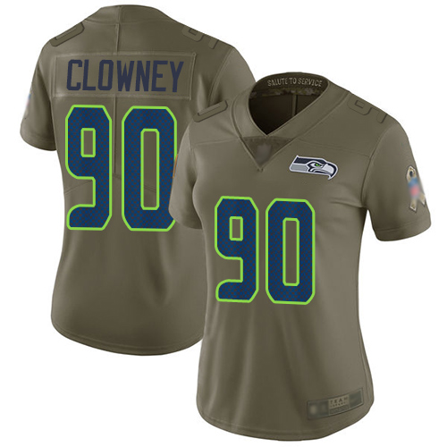 Seahawks #90 Jadeveon Clowney Olive Women's Stitched Football Limited 2017 Salute to Service Jersey Seahawks #90 Jadeveon Clowney Olive Women's Stitched Football Limited 2017 Salute to Service Jersey