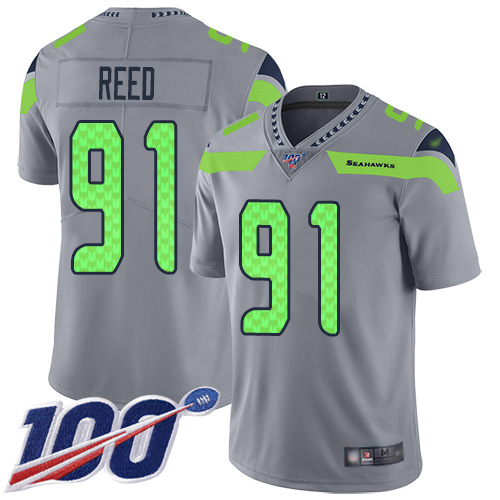 Seahawks #91 Jarran Reed Gray Men's Stitched Football Limited Inverted Legend 100th Season Jersey Seahawks #91 Jarran Reed Gray Men's Stitched Football Limited Inverted Legend 100th Season Jersey