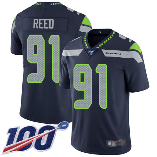 Seahawks #91 Jarran Reed Steel Blue Team Color Men's Stitched Football 100th Season Vapor Limited Jersey Seahawks #91 Jarran Reed Steel Blue Team Color Men's Stitched Football 100th Season Vapor Limited Jersey