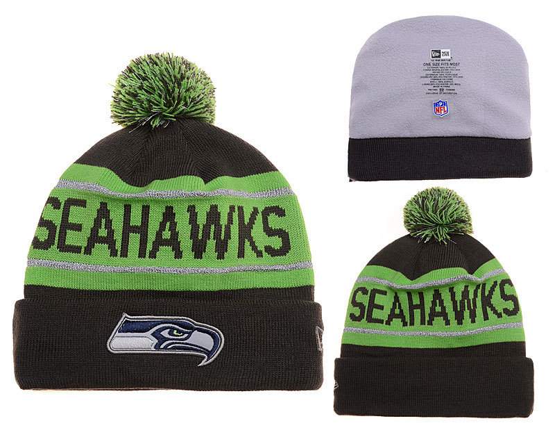Seahawks Fresh Logo Green Pom Knit Hat YD