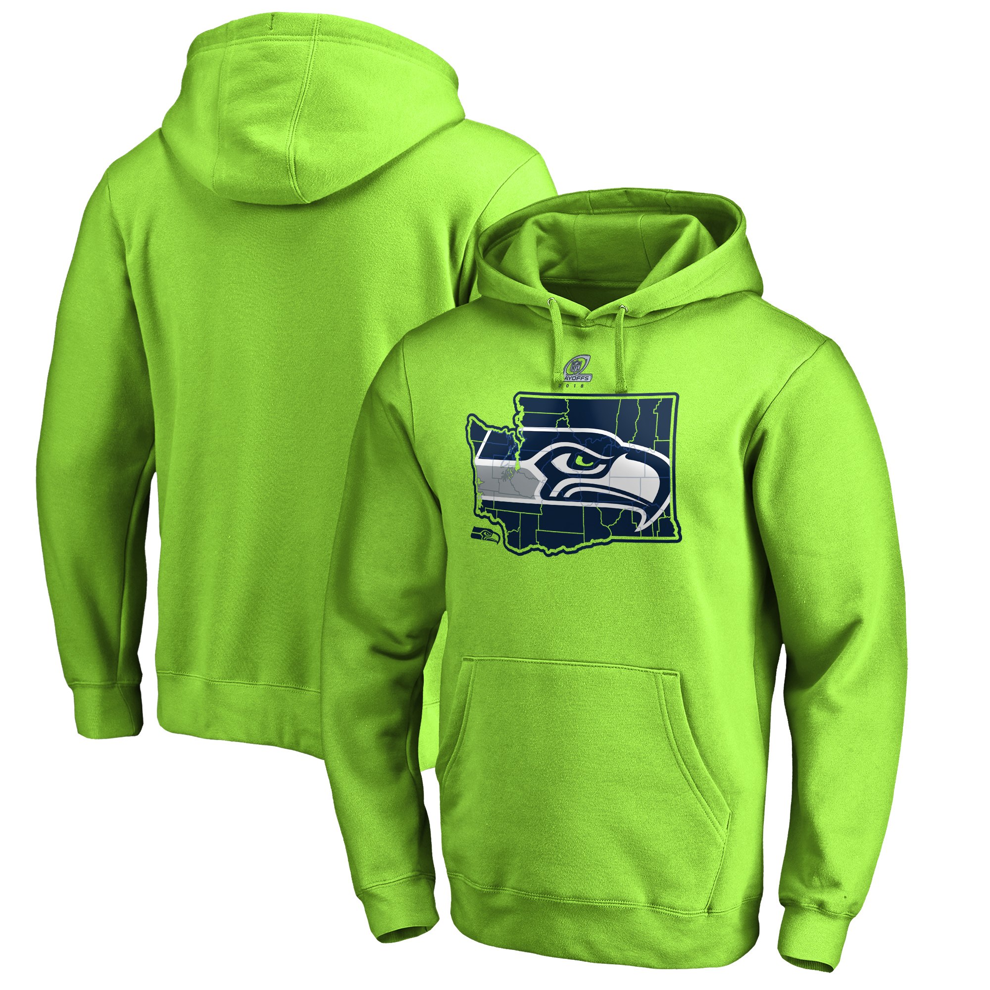 Seahawks Green 2018 NFL Playoffs Men's Pullover Hoodie