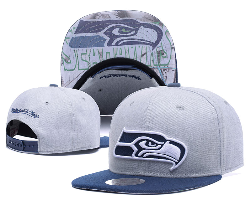 Seahawks Team Logo Gray Mitchell & Ness Adjustable Hat LH