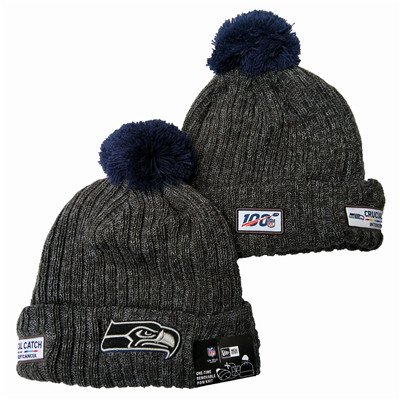 Seahawks Team Logo Gray Pom Knit Hat YD