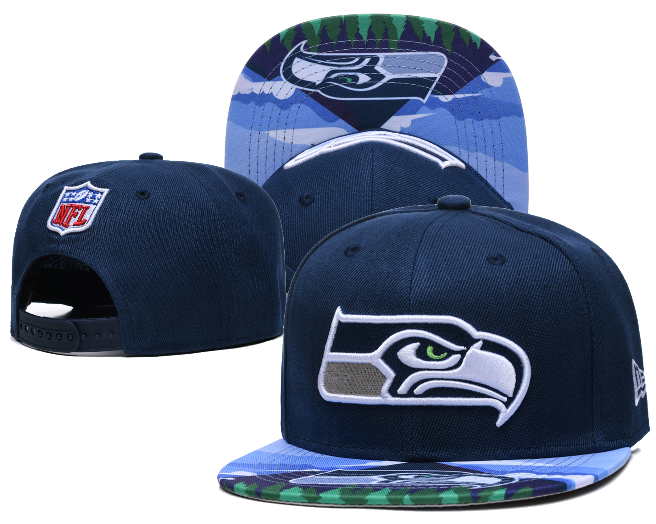 Seahawks Team Logo Navy Adjustable Hat LH