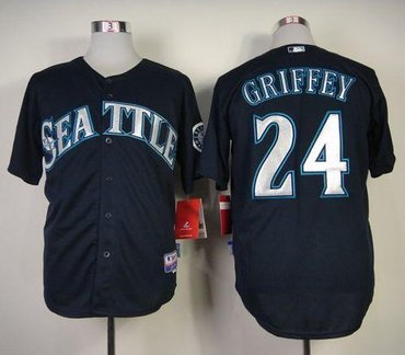 Seattle Mariners #24 Ken Griffey Navy Blue Cool Base Baseball Jersey
