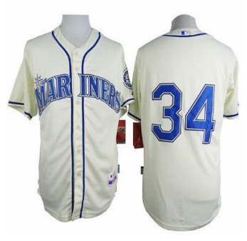 Seattle Mariners #34 Felix Hernandez Cream Alternate Cool Base Stitched Baseball Jersey