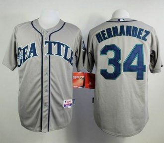 Seattle Mariners #34 Felix Hernandez Grey Cool Base Stitched Baseball Jersey