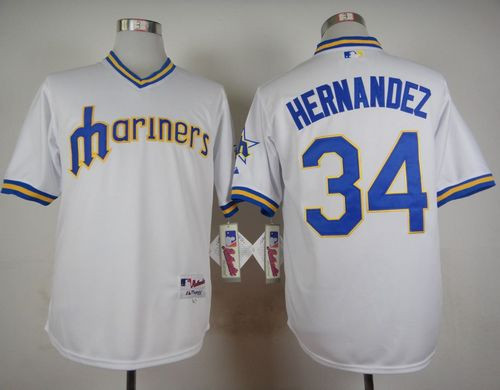 Seattle Mariners #34 Felix Hernandez White 1979 Turn Back The Clock Stitched Baseball Jersey