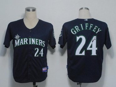 Seattle Mariners 24 Ken Griffey Blue Cool Base MLB Signed Jersey
