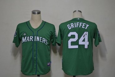 Seattle Mariners 24 Ken Griffey Green Cool Base MLB Signed Jersey