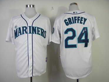 Seattle Mariners 24 Ken Griffey White Cool Base MLB Signed Jersey