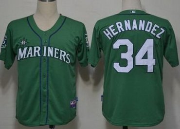 Seattle Mariners 34 Felix Hernandez Green Cool Base MLB Jerseys