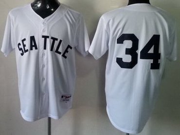 Seattle Mariners 34 Felix Hernandez White Throwback M&N MLB Jerseys