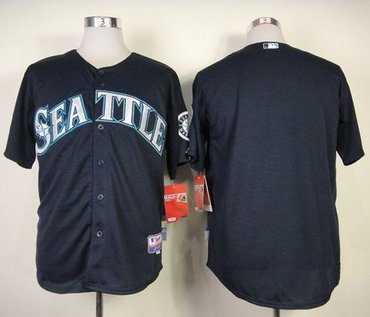Seattle Mariners Blank Navy Blue Cool Base Baseball Jersey