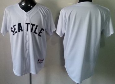 Seattle Mariners Blank White Throwback M&N MLB Jerseys