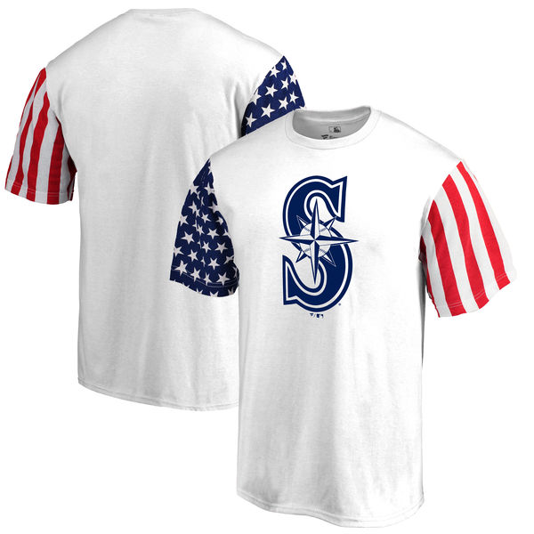 Seattle Mariners Fanatics Branded Stars & Stripes T-Shirt White Seattle Mariners Fanatics Branded Stars & Stripes T-Shirt White
