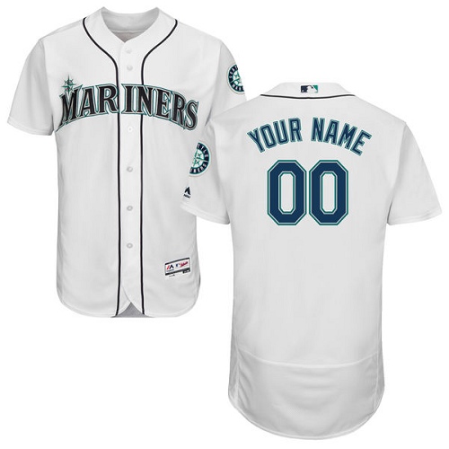 Seattle Mariners White Men's Customized Flexbase Jersey Seattle Mariners White Men's Customized Flexbase Jersey