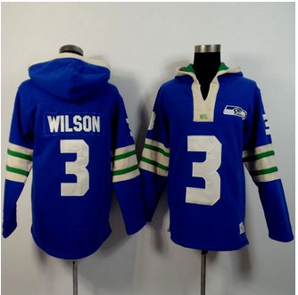 Seattle Seahawks #3 Russell Wilson Light Blue Player Winning Method Pullover NFL Hoodie