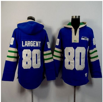 Seattle Seahawks #80 Steve Largent Light Blue Player Winning Method Pullover NFL Hoodie