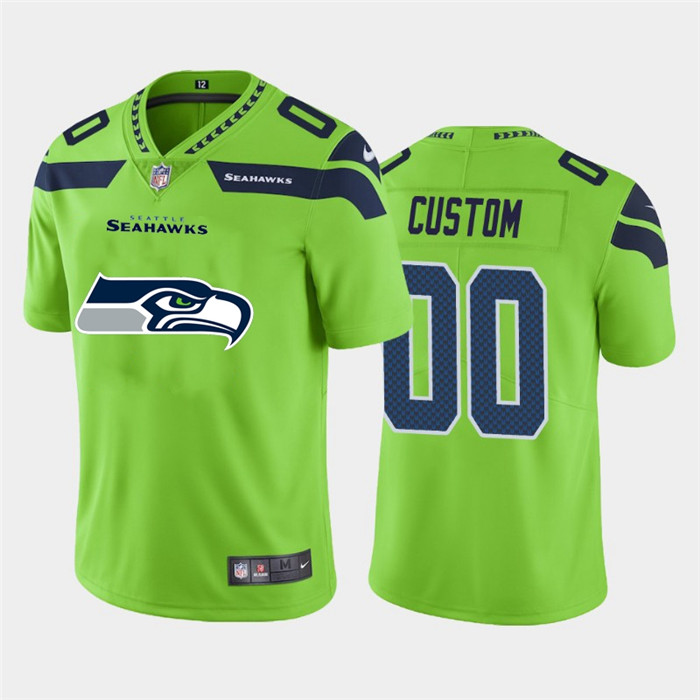 Seattle Seahawks Custom Green Men's Nike Big Team Logo Vapor Limited NFL Jersey Seattle Seahawks Custom Green Men's Nike Big Team Logo Vapor Limited NFL Jersey