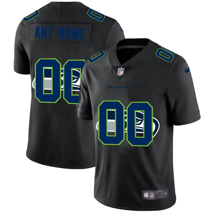 Seattle Seahawks Custom Men's Nike Team Logo Dual Overlap Limited NFL Jersey Black Seattle Seahawks Custom Men's Nike Team Logo Dual Overlap Limited NFL Jersey Black