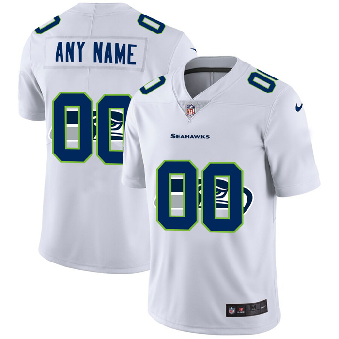 Seattle Seahawks Custom White Men's Nike Team Logo Dual Overlap Limited NFL Jersey Seattle Seahawks Custom White Men's Nike Team Logo Dual Overlap Limited NFL Jersey