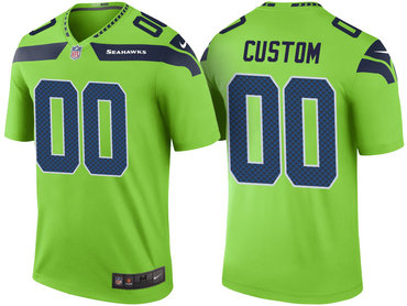 Men's Seattle Seahawks Green Custom Color Rush Legend Jersey Men's Seattle Seahawks Green Custom Color Rush Legend Jersey
