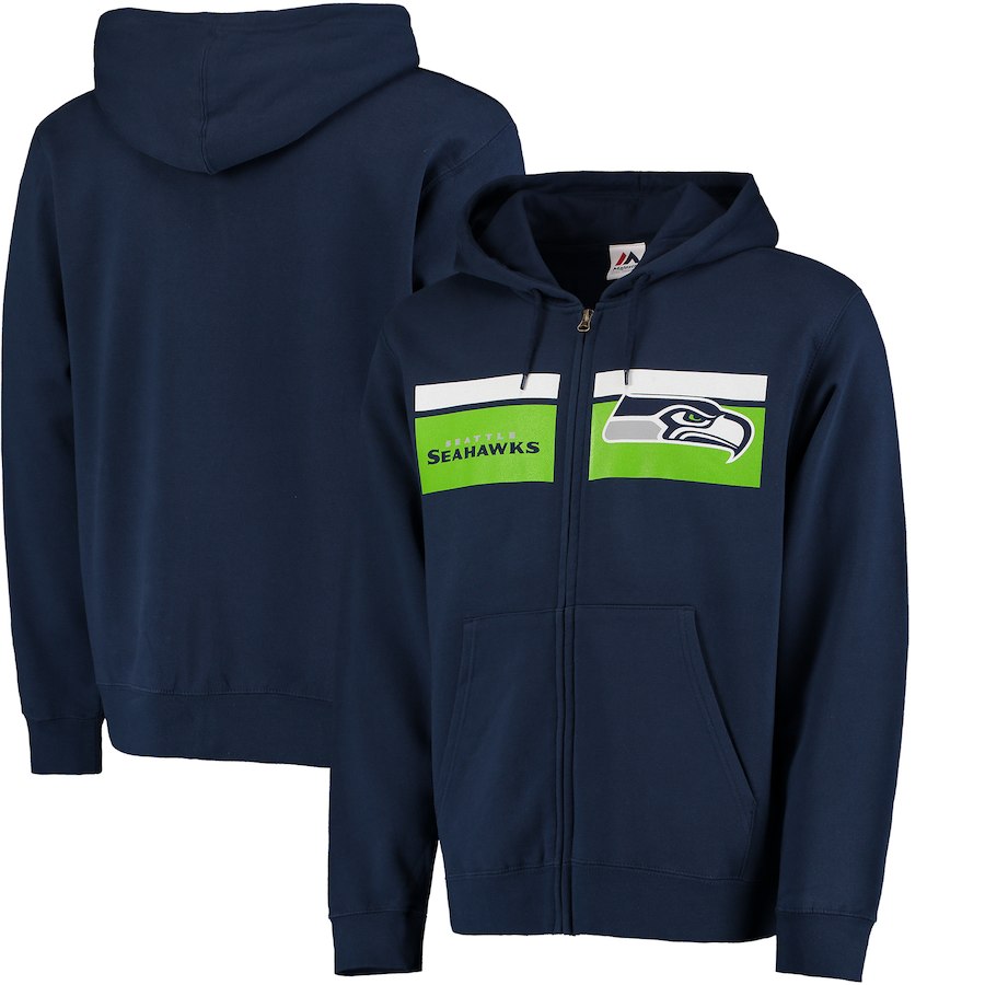 Seattle Seahawks Majestic Touchback Full Zip Hoodie Navy Seattle Seahawks Majestic Touchback Full Zip Hoodie Navy