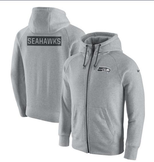 Seattle Seahawks Nike Gridiron Gray 2.0 Full Zip Hoodie Ash Seattle Seahawks Nike Gridiron Gray 2.0 Full Zip Hoodie Ash
