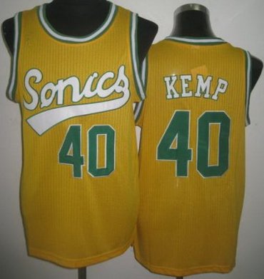 Seattle SuperSonics 40 Shawn Kemp Yellow Throwback Revolution 30 NBA Basketball Jerseys Seattle SuperSonics 40 Shawn Kemp Yellow Throwback Revolution 30 NBA Basketball Jerseys