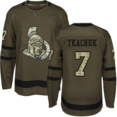 Senators #7 Brady Tkachuk Green Salute to Service Stitched Hockey Jersey Senators #7 Brady Tkachuk Green Salute to Service Stitched Hockey Jersey