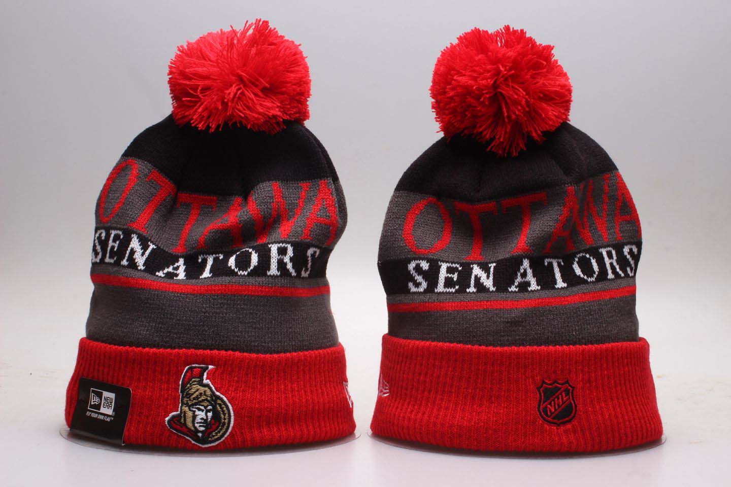 Senators Fresh Logo Red Sport Pom Cuffed Knit Hat YP Senators Fresh Logo Red Sport Pom Cuffed Knit Hat YP