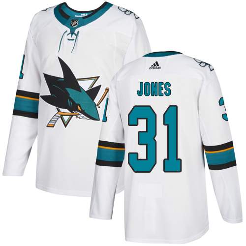 Sharks #31 Martin Jones White Road Authentic Stitched Hockey Jersey Sharks #31 Martin Jones White Road Authentic Stitched Hockey Jersey
