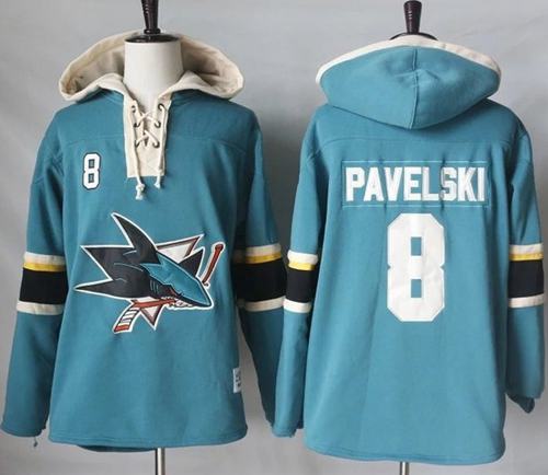 Sharks #8 Joe Pavelski Teal Pullover Hoodie Stitched NHL Jersey Sharks #8 Joe Pavelski Teal Pullover Hoodie Stitched NHL Jersey