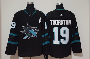 Sharks 19 Joe Thornton Black Adidas Jersey Sharks 19 Joe Thornton Black Adidas Jersey