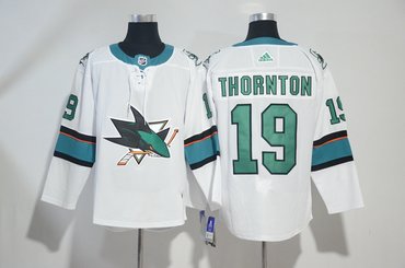 Sharks 19 Joe Thornton White Adidas Jersey